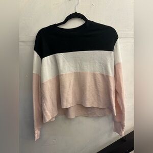 Hollister Women's Colorblock Sweatshirt - Black, White, Pink